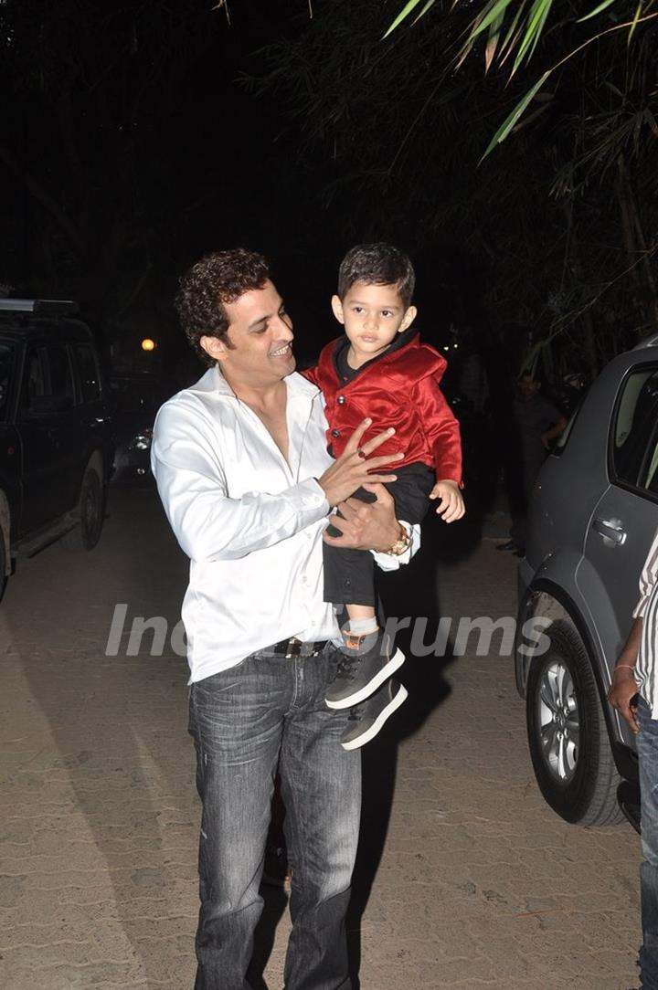 Ganesh Hegde with his son at Shilpa Shetty's Birthday Bash for her Son