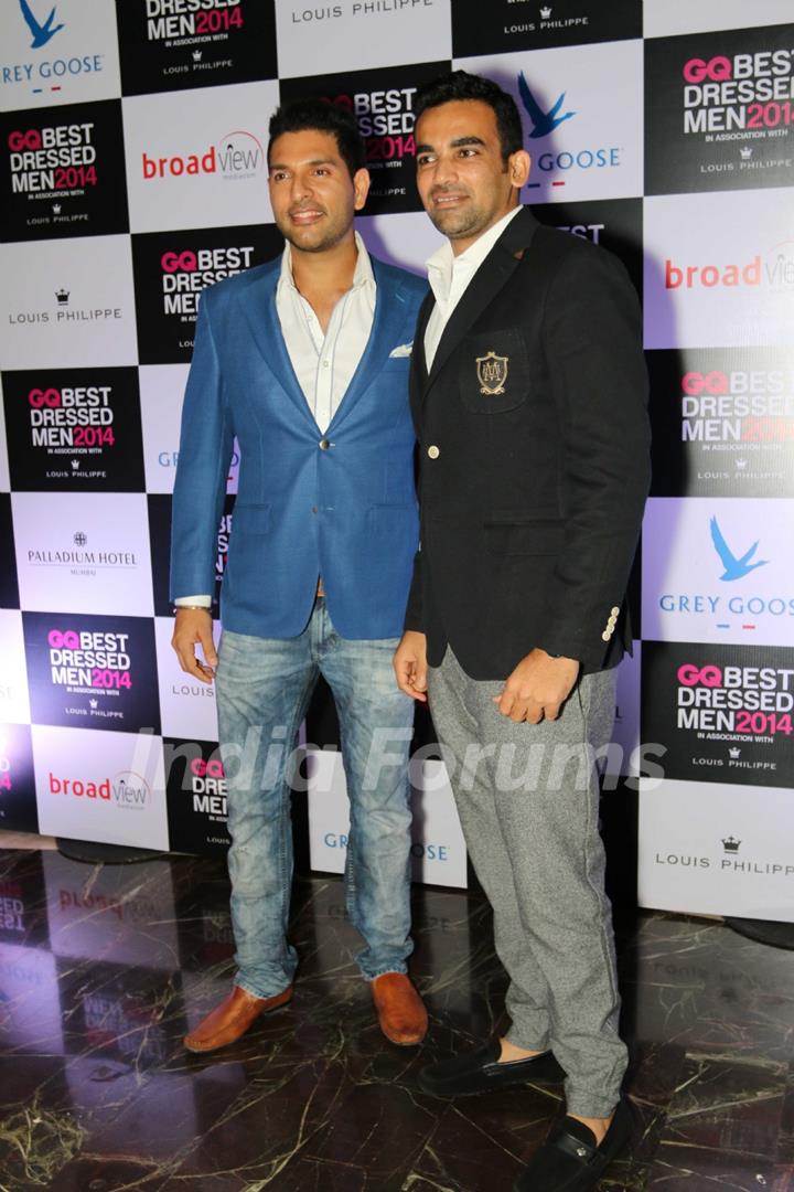 Yuvraj Singh and Zaheer Khan at the GQ Best Dressed Men 2014