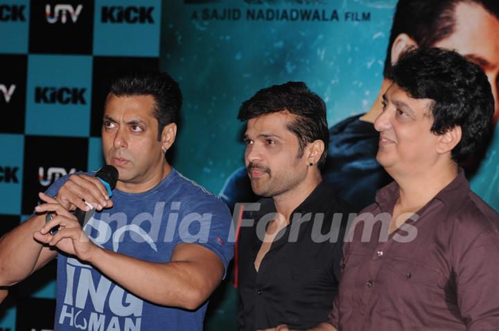 Salman, Himesh and Sajid were seen at the Song launch of 'Kick'