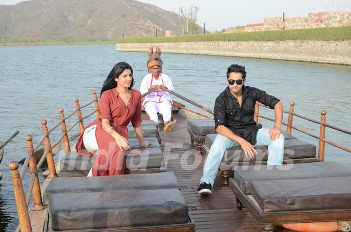 Armaan and Deeksha enjoying the boat ride at Jaipur