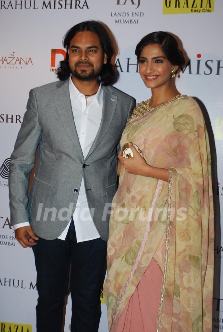 Sonam Kapoor with Rahul Mishra at his celebration of 6 years in fashion with Grazia