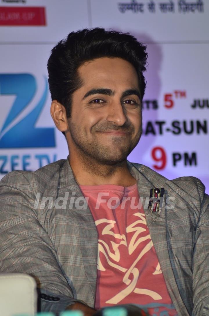 Ayushmann smiles for the Press Conference of India's Best Cinestars Ki Khoj