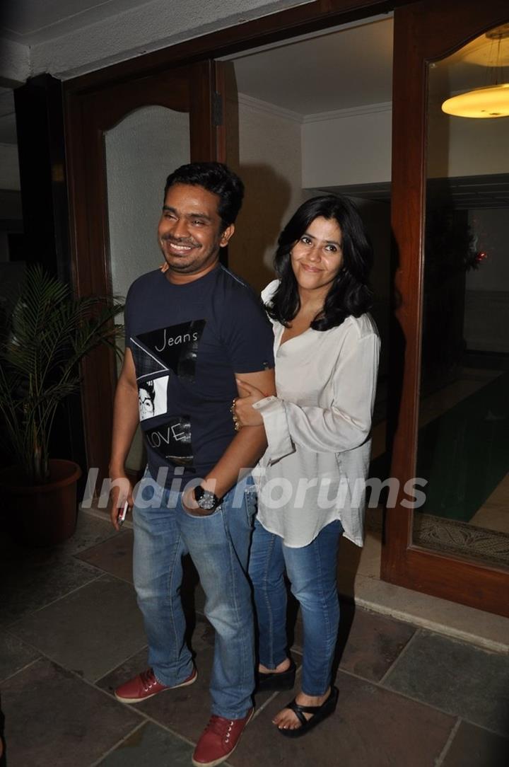 Ekta Kapoor with her friend at the success party of Ek Villain