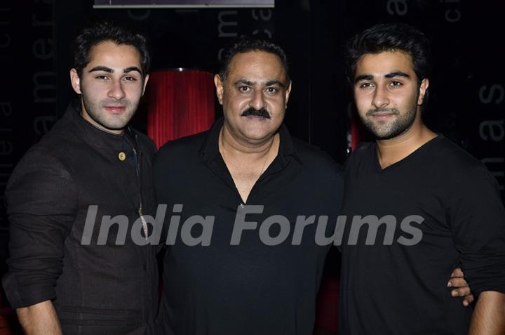 Armaan Jain poses for a picture along with his dad Manoj Jain and brother  Adar Jain