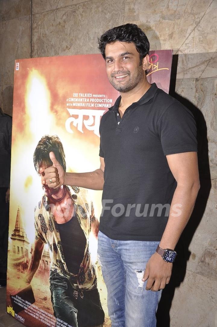 Sharad Kelkar poses for the media at the Special Screening of Lai Bhari