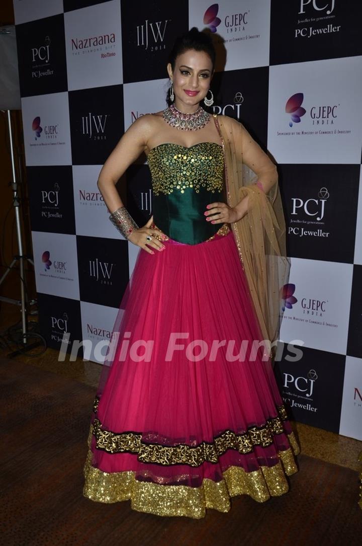 Ameesha Patel poses for the camera at the India International Jewellery Week (IIJW) 2014 - Day 1