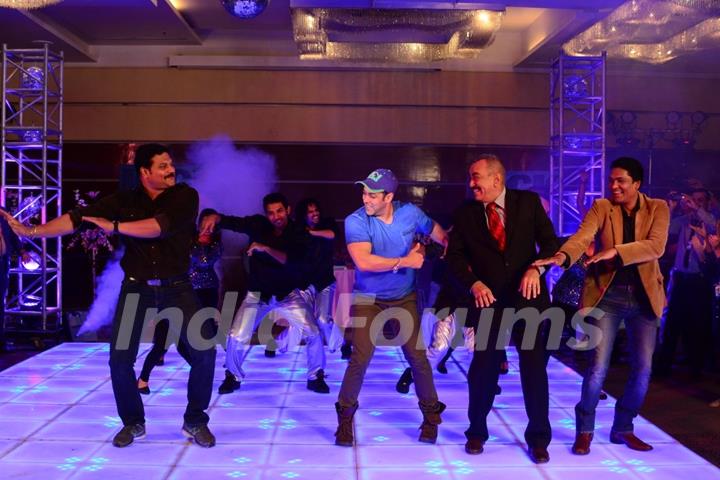 Salman Khan performs with the cast of C.I.D