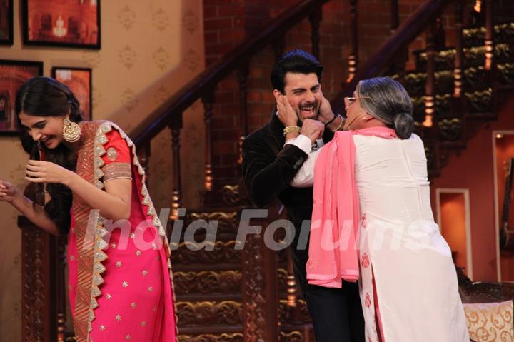 Dadi seen giving a kiss to Fawad Khan on Comedy Nights with Kapil