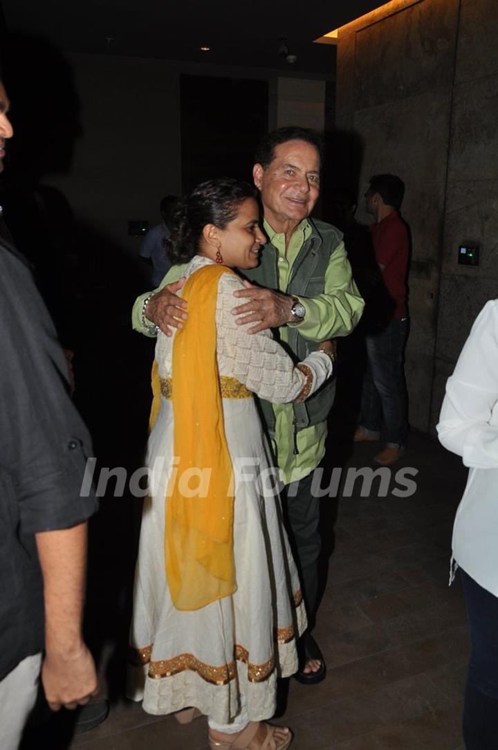 Salim Khan was seen hugging a guest at Lightbox