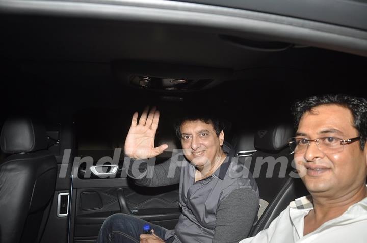 Sajid Nadiadwala waves to the camera