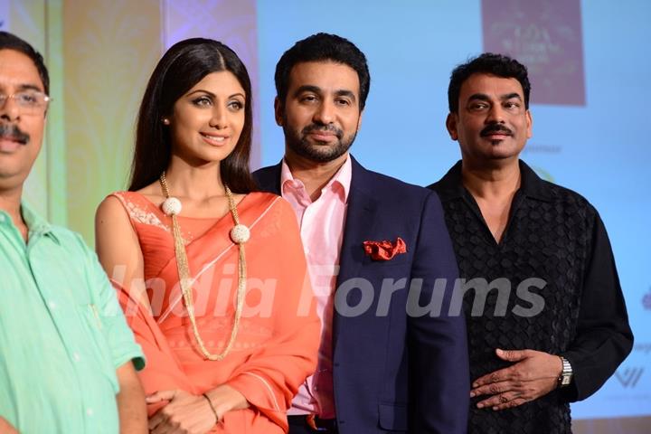 Shilpa Shetty, Raj Kundra and Wendell Rodricks at the Launch of Goa Wedding Fest