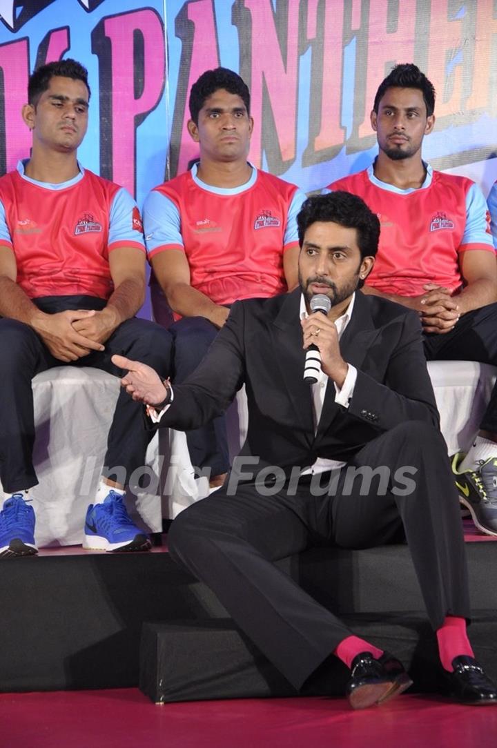 Abhishek Bachchan was seen talking about his Kabbadi Team