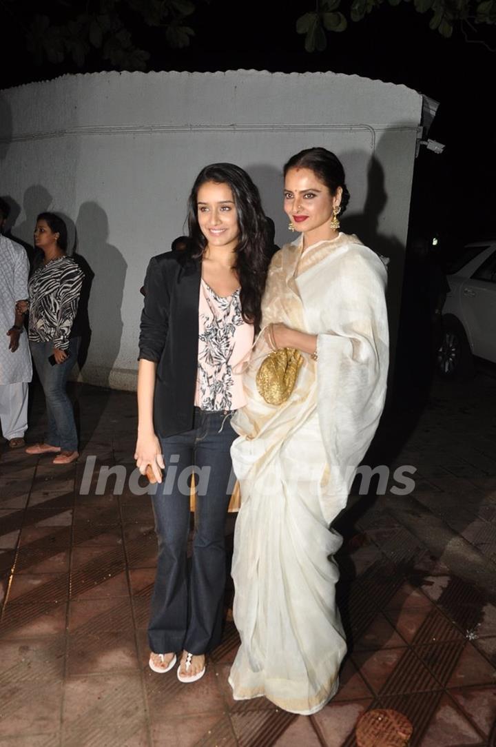 Shraddha Kapoor at Sanjay Leela and Rekha were at Bhansali's party for Mary Kom completion