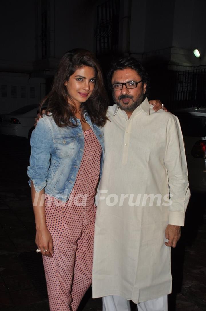 Sanjay Leela Bhansali and Priyanka Chopra at his party for Mary Kom completion