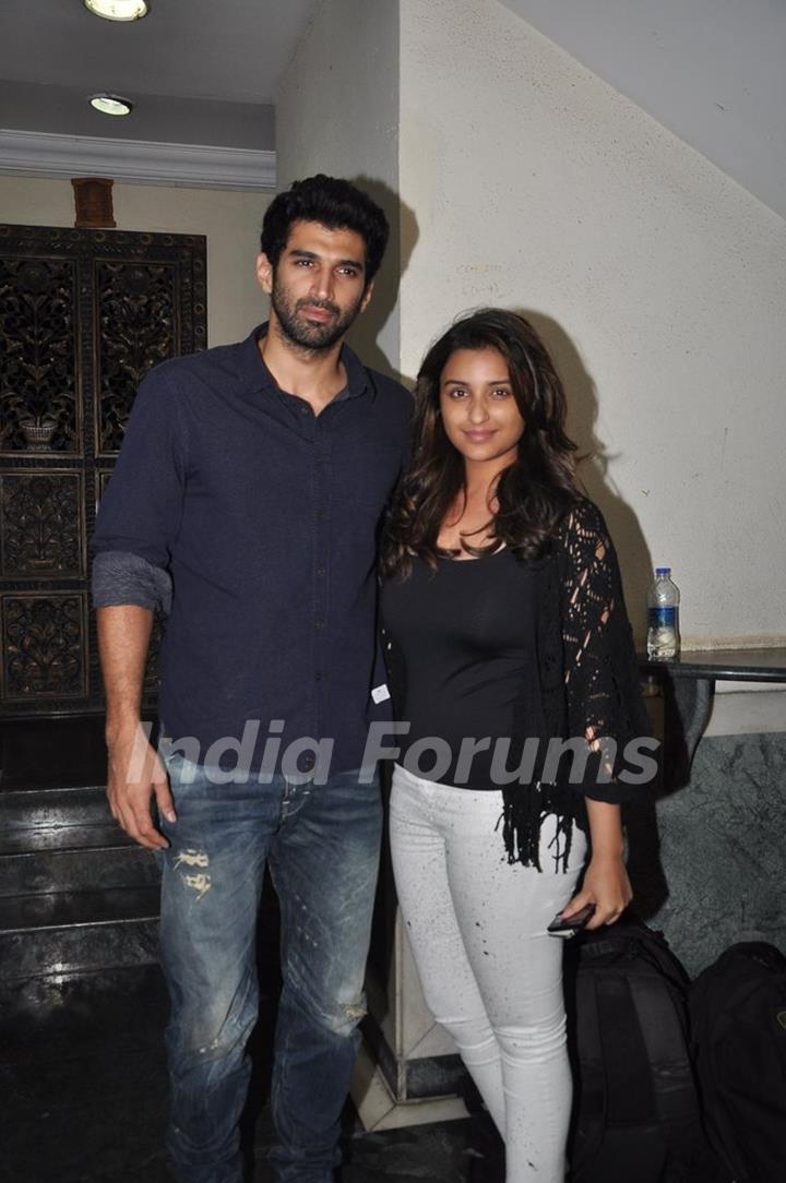 Aditya Roy Kapoor and Parineeti Chopra at Sanjay Leela Bhansali's party for Mary Kom completion