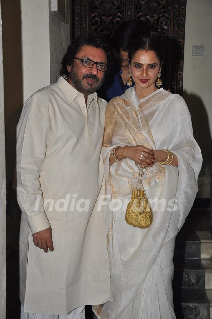 Sanjay Leela Bhansali and Rekha at his party for Mary Kom completion