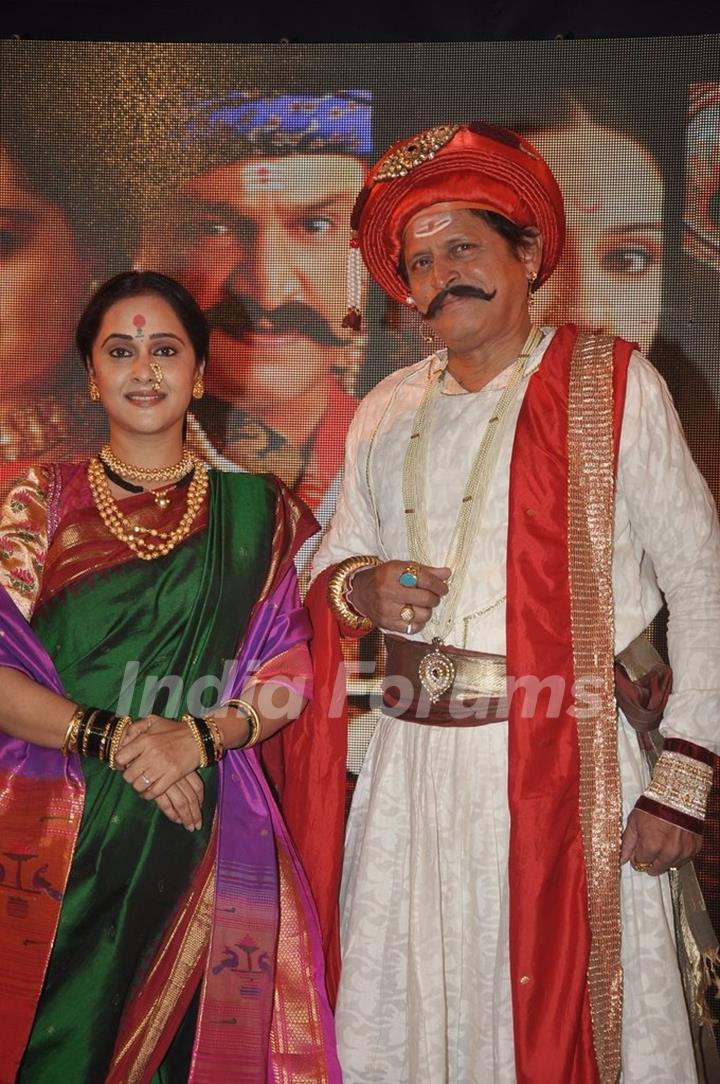 Mrinal Kulkarni with an actor at the Launch of 'Prem Mhanje Prem Mhanje Prem Asata'