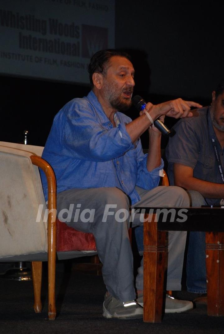 Shekar Kapoor addressing the students at Whistling Woods