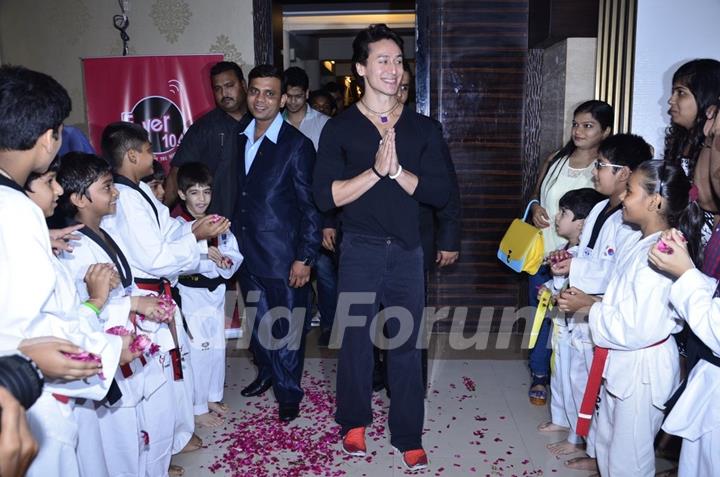 Tiger Shroff greeting the audience