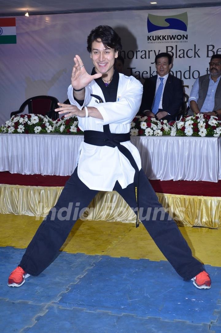 Tiger Shroff performing martial arts at his Kukkiwon Award Ceremony