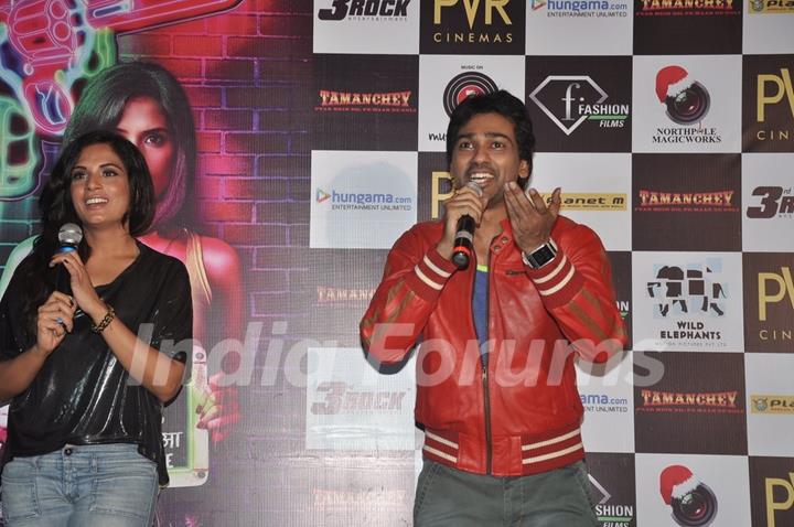 Richa and Nikhil interacts with the audience at the Trailer Launch of Tamanchey