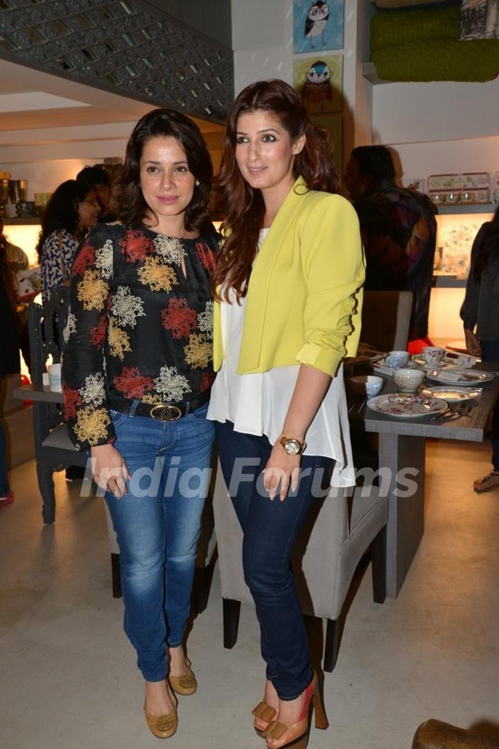 Neelam Kothari poses with Twinkle Khanna at The White Window