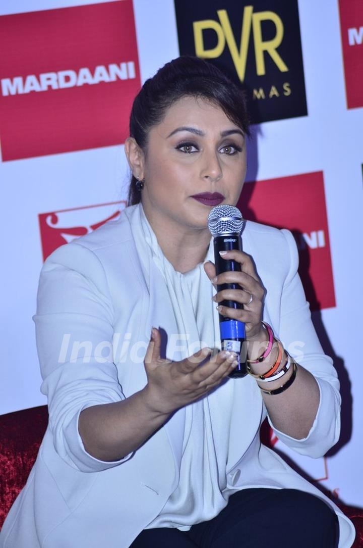 Rani Mukherjee addresses the media at the Launch of Mardaani Anthem