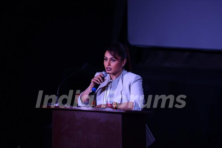 Rani Mukherjee addresses the media at the Launch of Mardaani Anthem