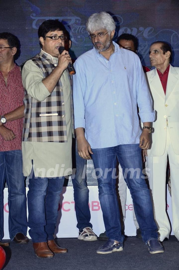 Sachin Pilgaonkar addresses Vikram Bhatt at the Launch of the Movie Pyar Wali Love Story