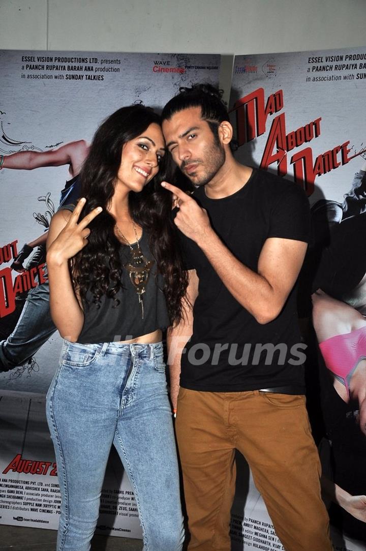 Saahil Prem and Amrit Maghera give a funky pose at the Promotion of Mad About Dance