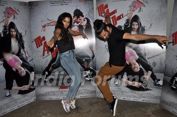 Saahil Prem and Amrit Maghera give a dance pose at the Promotion of Mad About Dance