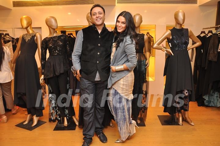 Neha Dhupia with Varun at his Couture Collection Peview at AZA