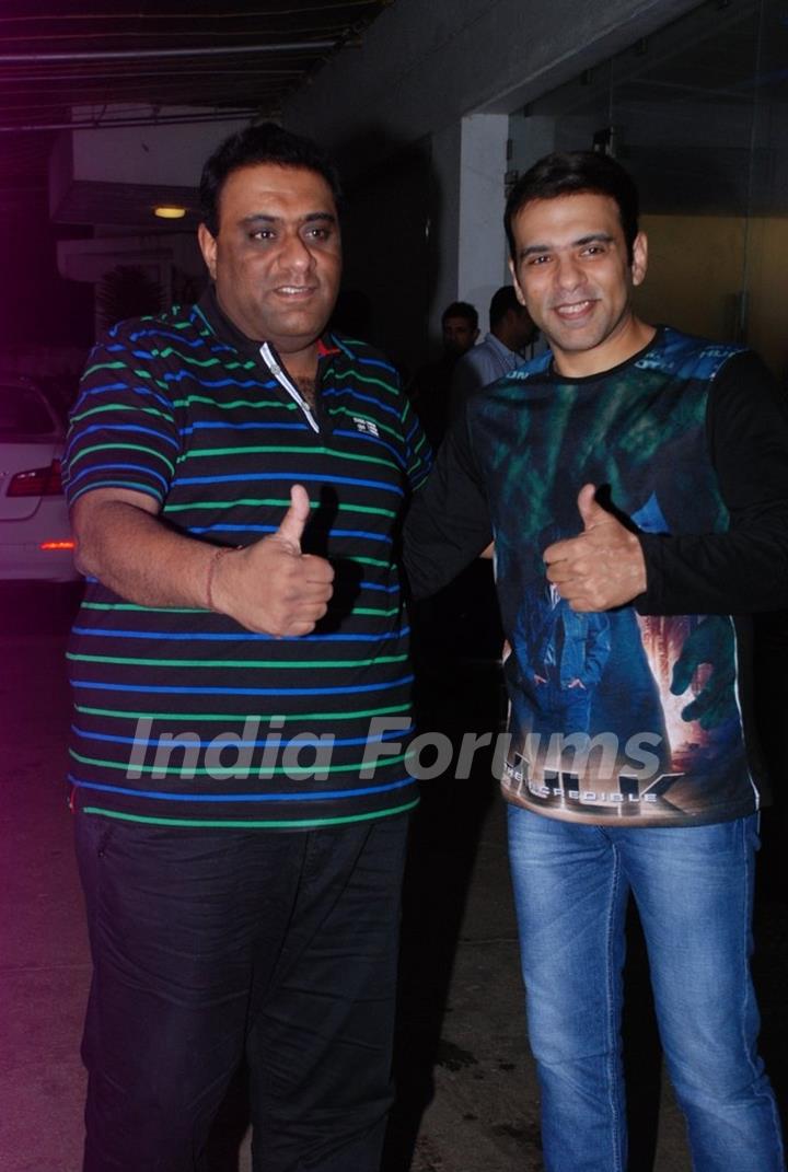 Sajid- Farhad poses for the media at the Special screening of Entertainment