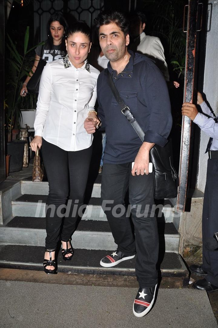 Karan Johar and Kareena Kapoor poses for the media at Nido