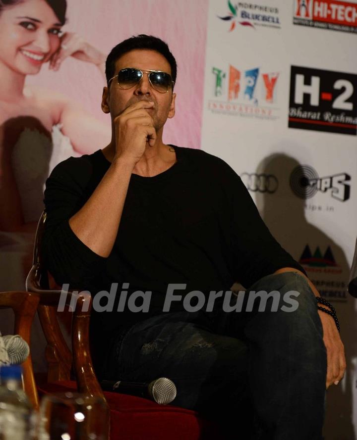 Akshay Kumar was snapped engrossed in deep thought at the Promotions of Entertainment in Delhi