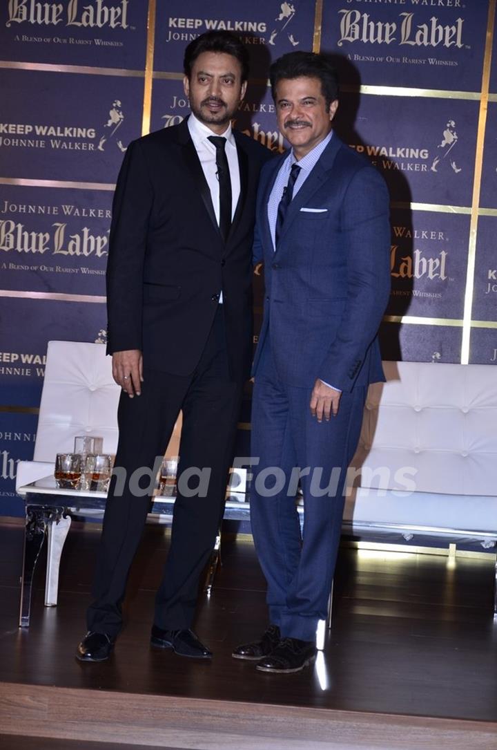 Anil Kapoor and Irrfan Khan pose for the media at 'The Gentleman's Wager' Panel Discussion 3