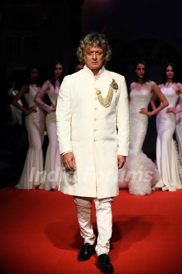 Rohit Bal walks the ramp at the Indian Bridal Fashion Week Day 3