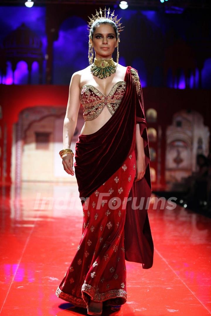 Kangana Ranaut walks the ramp at the Indian Bridal Fashion Week Day 3