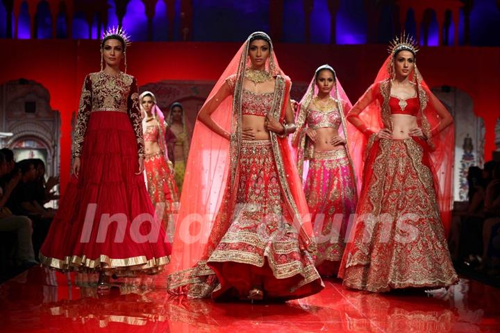 Models walk the ramp at the Indian Bridal Fashion Week Day 3