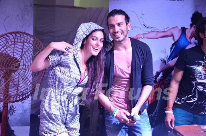 Saahil Prem and Amrit Maghera pose for media at the Promotion of Mad About Dance at Podar College