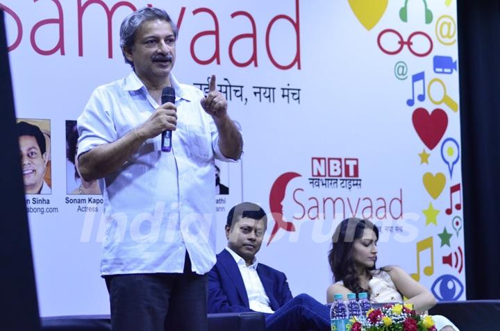 A guest addressing the audience at NBT Samvaad Event