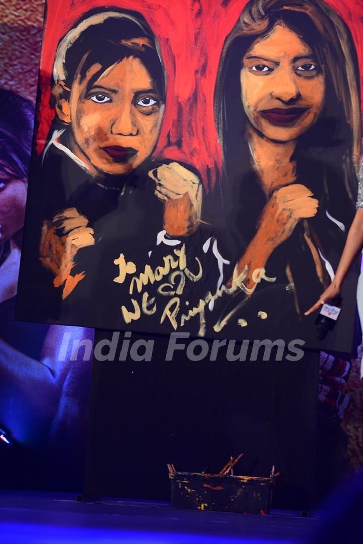 The painting gifted to Mary Kom by Priyanka Chopra at the Music Launch