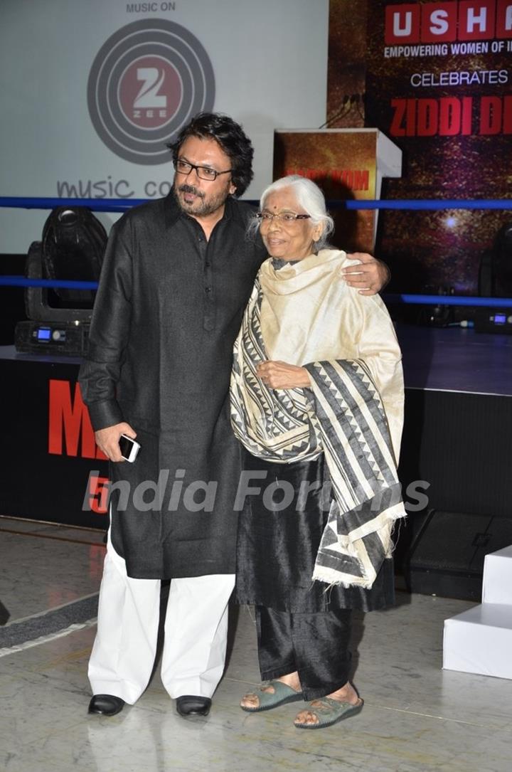 Sanjay Leela Bhansali poses with his mother at the the Music Launch of Mary Kom