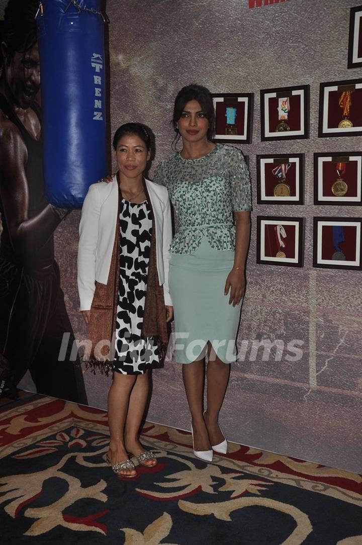 Priyanka Chopra and Mary Kom pose for the media