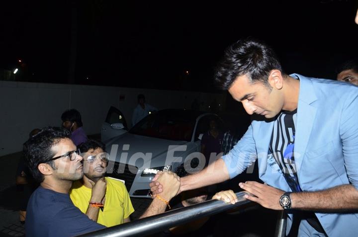 Vikramaditya Motwane and Ranbir Kapoor shake hands at the Short Film Festival