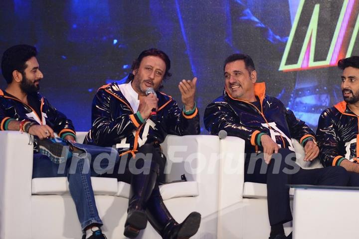 Jackie Shroff was seen addressing the audience at the Trailer Launch of Happy New Year