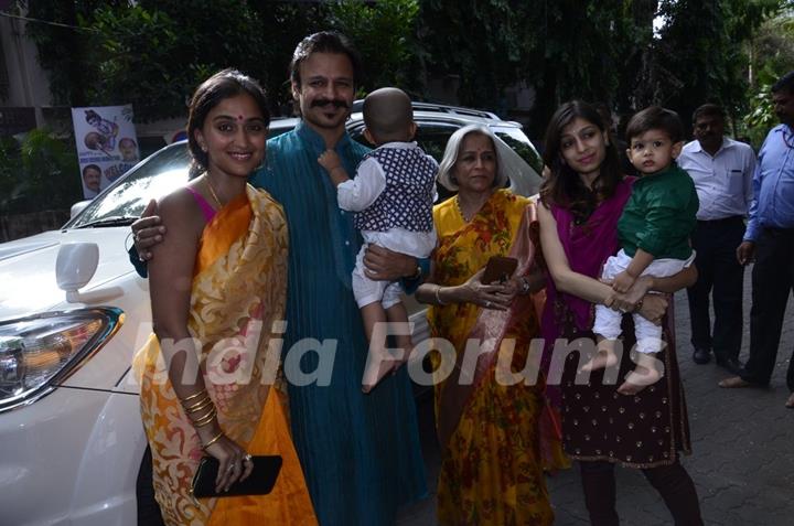 Vivek Oberoi with his family at the Isckon Temple on Janmashtami