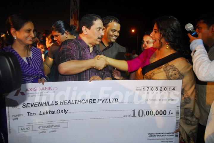 Vidya Balan gives a generous donation for the Dahi Handi Celebration