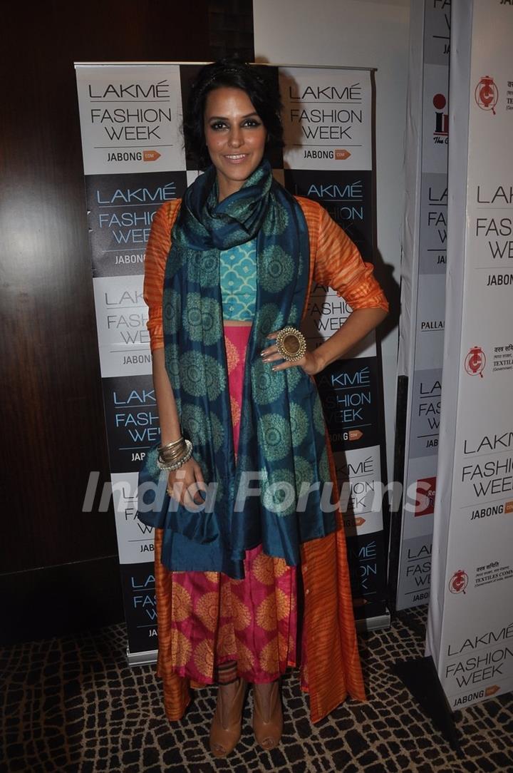 Neha Dhupia at the Lakme Fashion Week Winter/ Festive 2014 Day 3