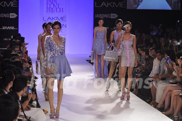 Models showcase the collection for Papa Don't Preach at the Lakme Fashion Week Winter/ Festive 2014